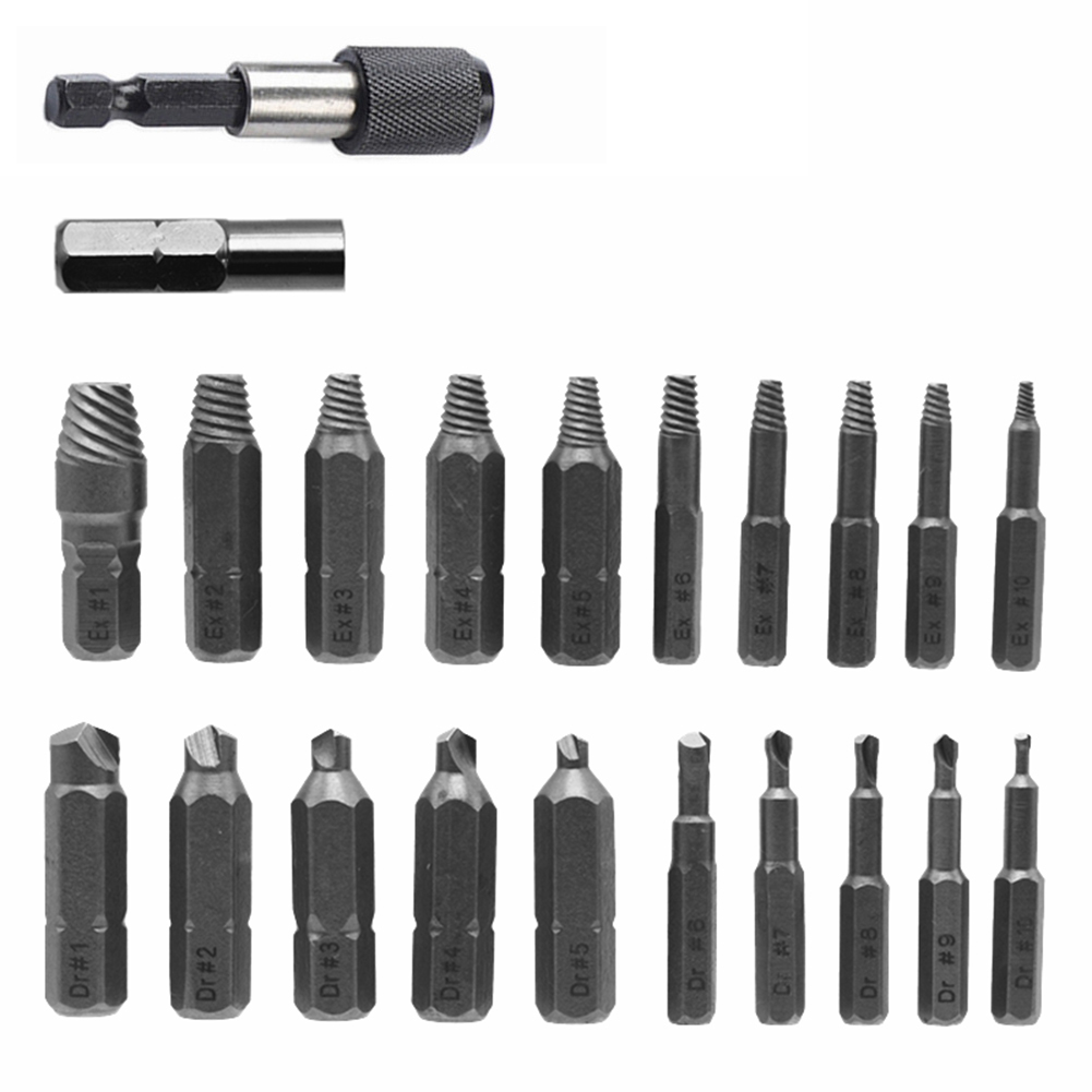 

22pcs Damaged Bolt Extractor Drill Bits Guide Set Broken Screw Stud Removal, 501 Original