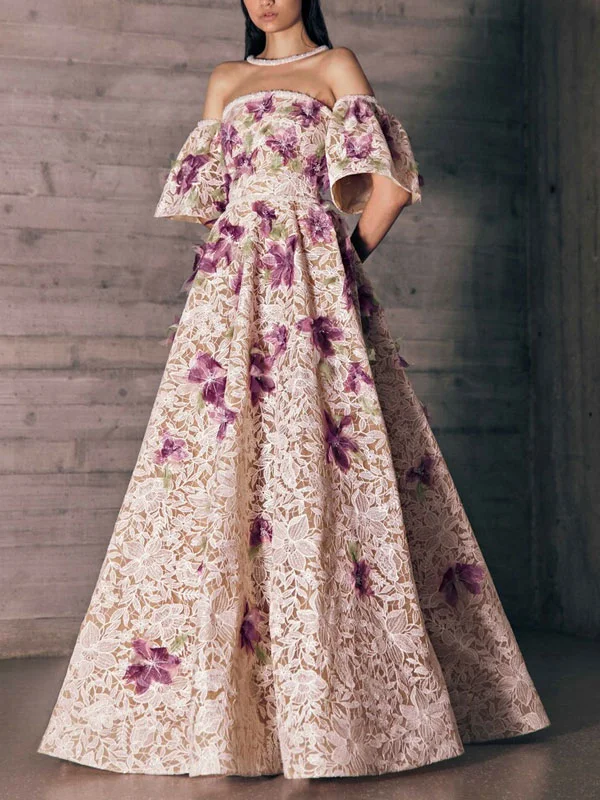 one-shoulder printed temperament ladies' dress