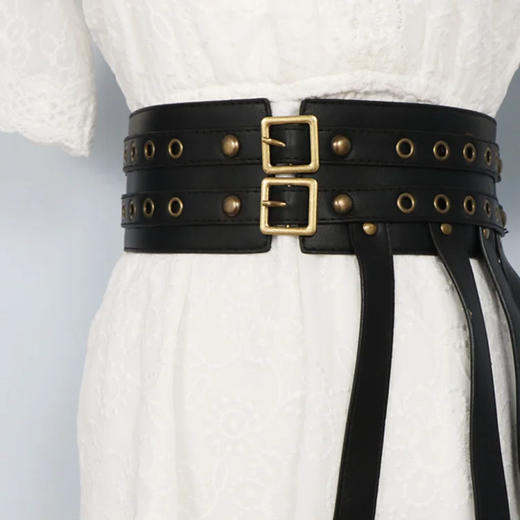 Daily Double-Breasted Irregular Hollow Waist Belt