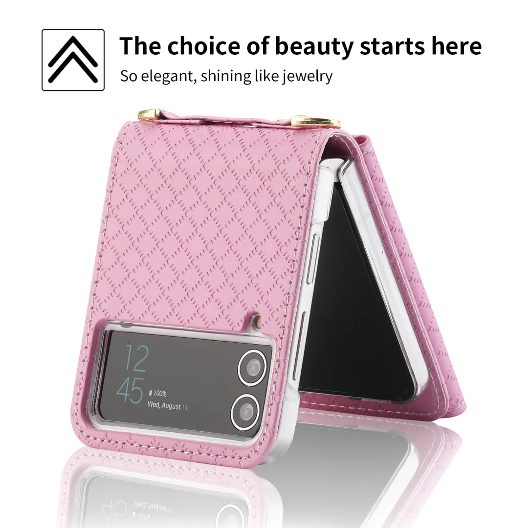 Applicable To For Samsung ZFlip3/ZFlip4 Fold-Screen Card Leather Phone Case