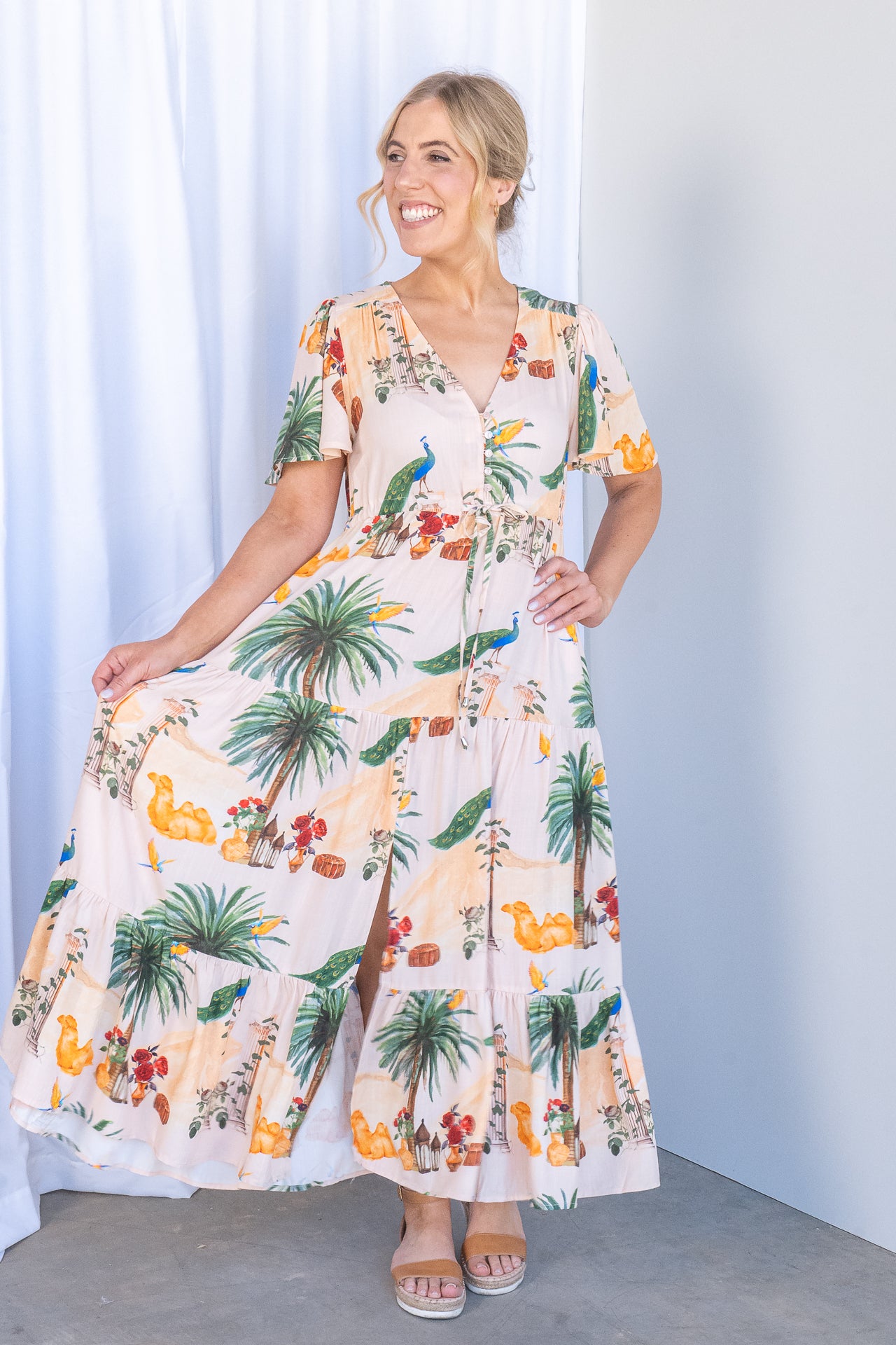 Addie Maxi Dress in Pale Apricot