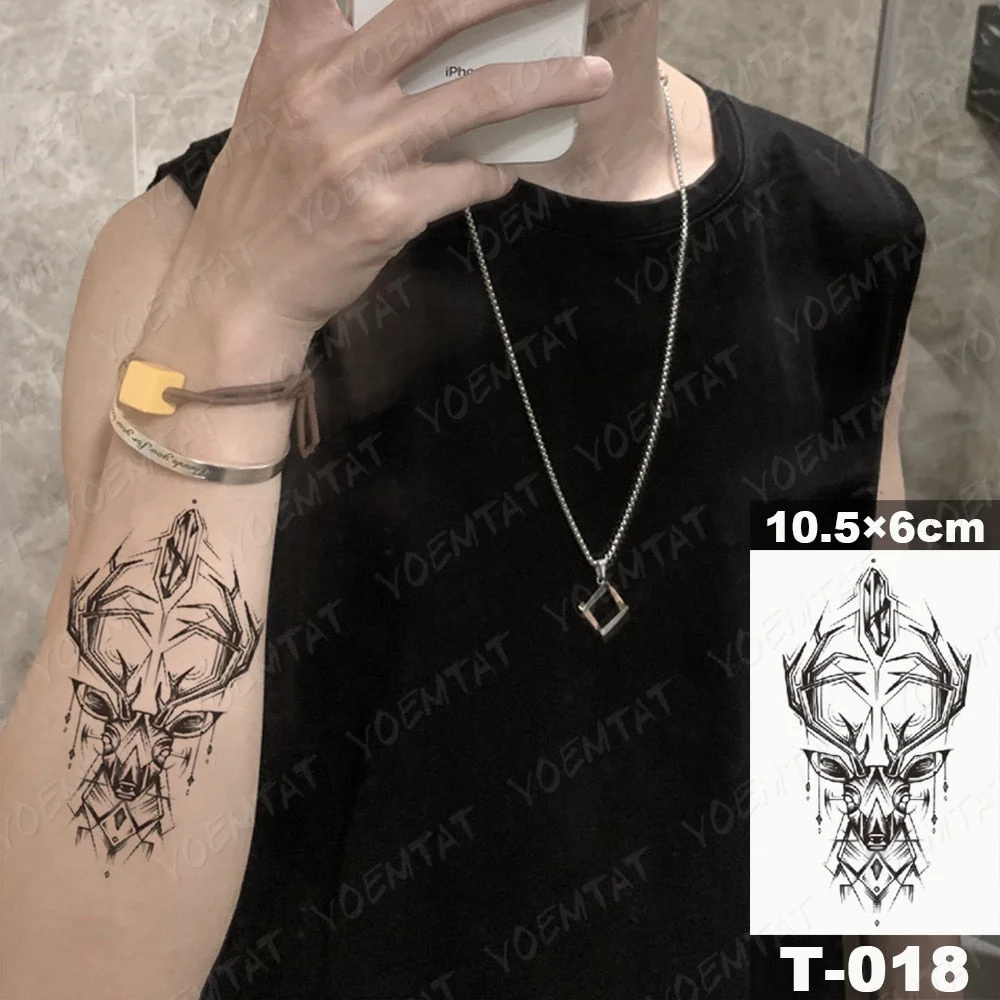 Waterproof Temporary Tattoo Sticker Moth Butterfly Wolf Snake Deer Panda Animal Flash Tatto Women Men Kids Body Art Fake Tattoos