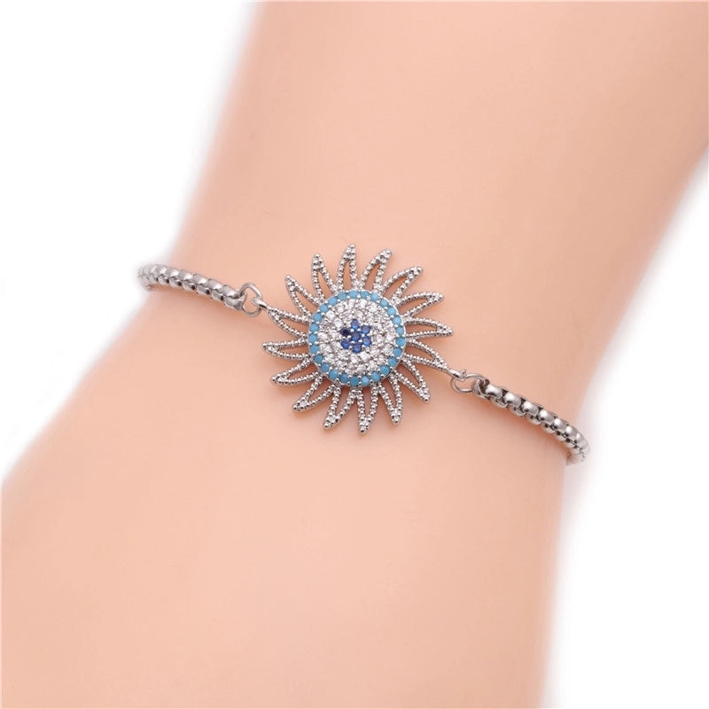 Stainless Steel Chain Sun Flower Ladies Adjustable Bracelet