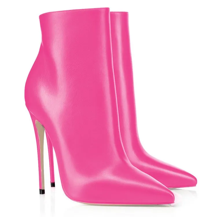 120mm Women's Ankle Boots Closed Pointed Toe Stilettos Matte Booties-vocosishoes