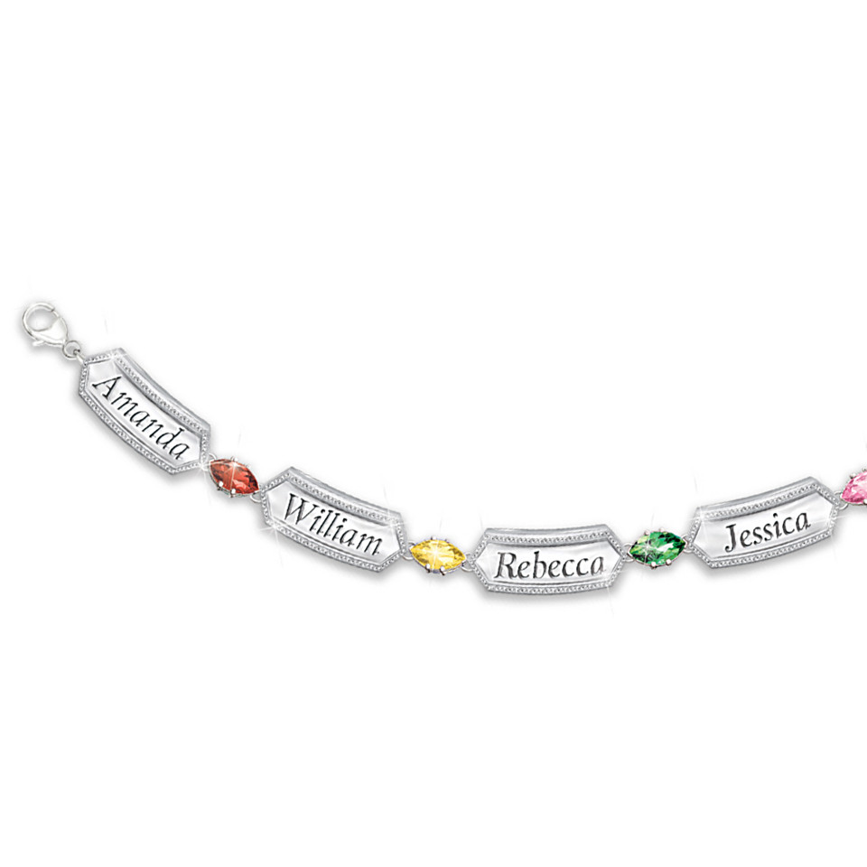 Personalized Bracelet With Family Names And Birthstones