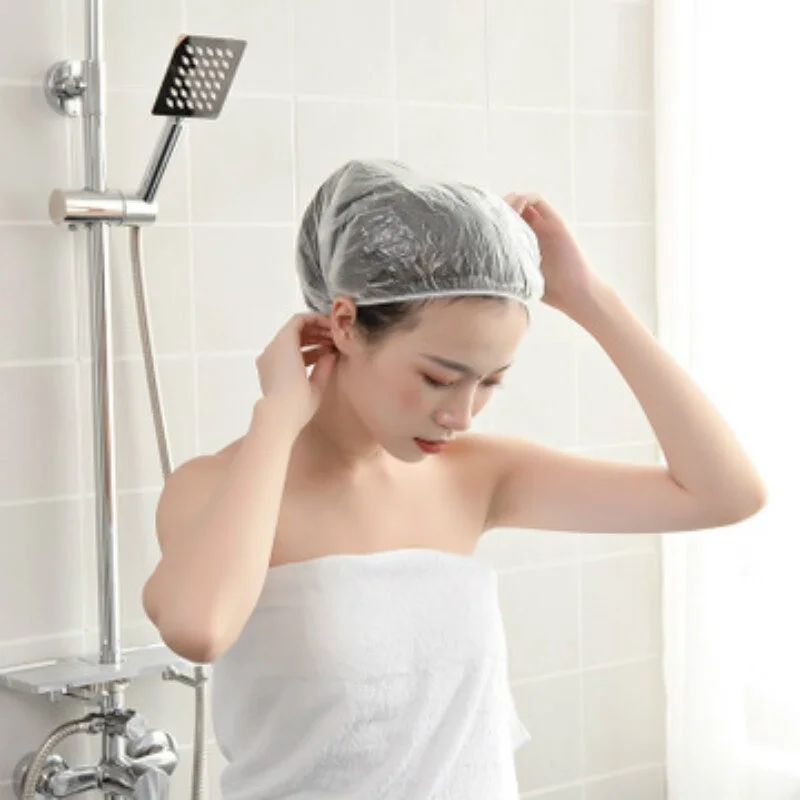 1/10PCS Disposable Shower Caps Pleated Anti Dust Hat Women Men Bath Caps for Spa Anti - smoking cap to eat hot pot special@4