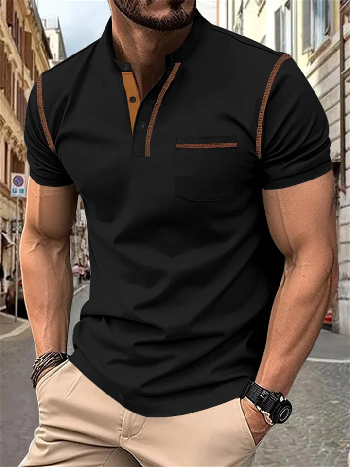 Summer Men's Solid Color Short-sleeved Polo Shirt Men's Polo Shirt-Cosfine
