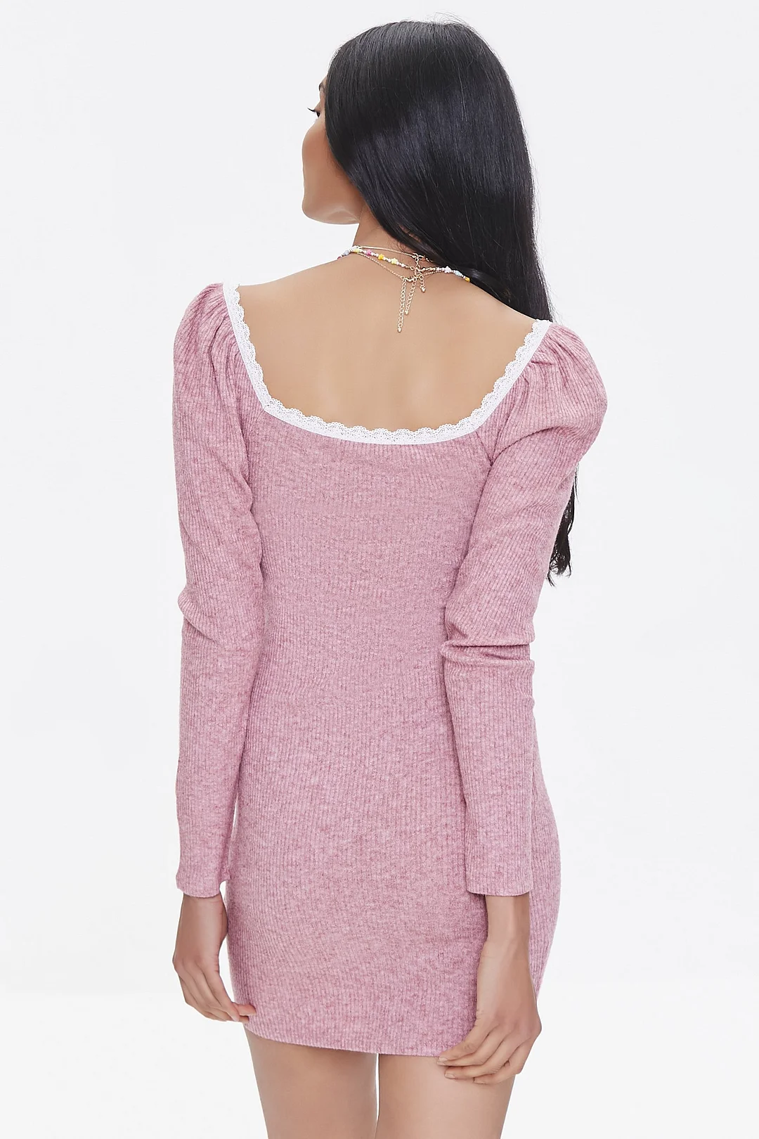 Lace-Trim Mini Dress