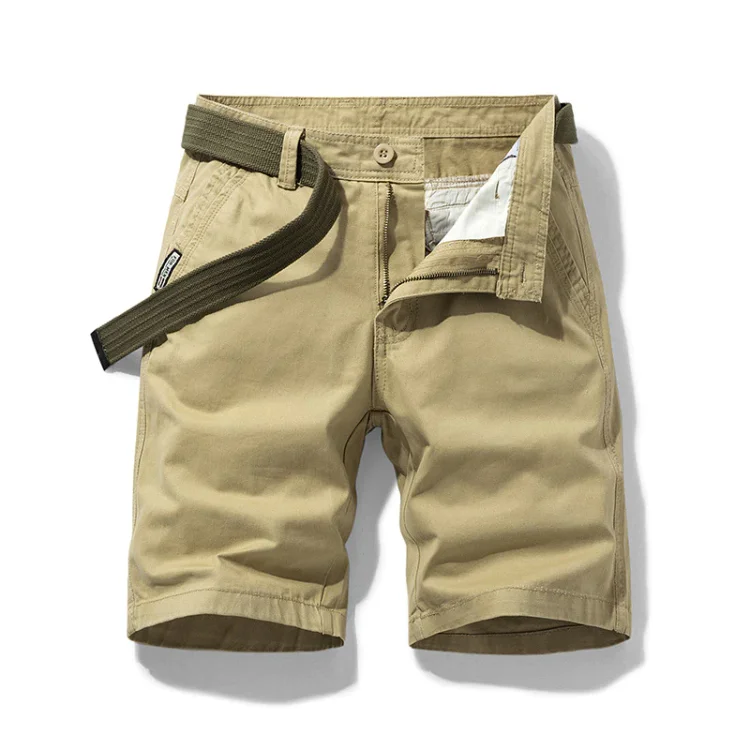 Men's Casual Pants Button Solid Color Straight Cargo Shorts