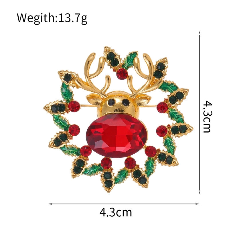 Cute Pin Gift Box Snowman Elk Zinc Alloy Enamel Plating Inlay Rhinestones Unisex Brooches