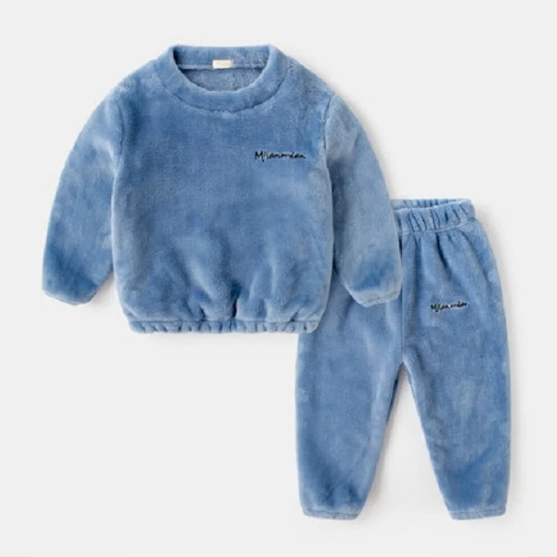Baby Boy Girl Clothes Pajamas Sets Flannel Fleece Toddler Child Pajamas Warm Kids Sleepwear Home Suit Winter Spring Autum 2-12Y