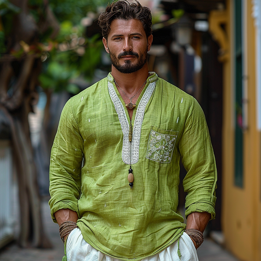 Vacation Ethnic Lace Design Shirt-inspireuse