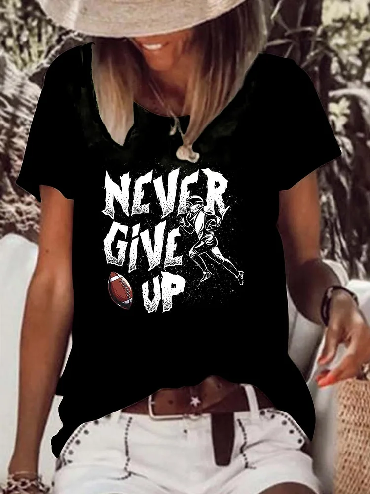 Never give up Raw Hem Tee-Annaletters