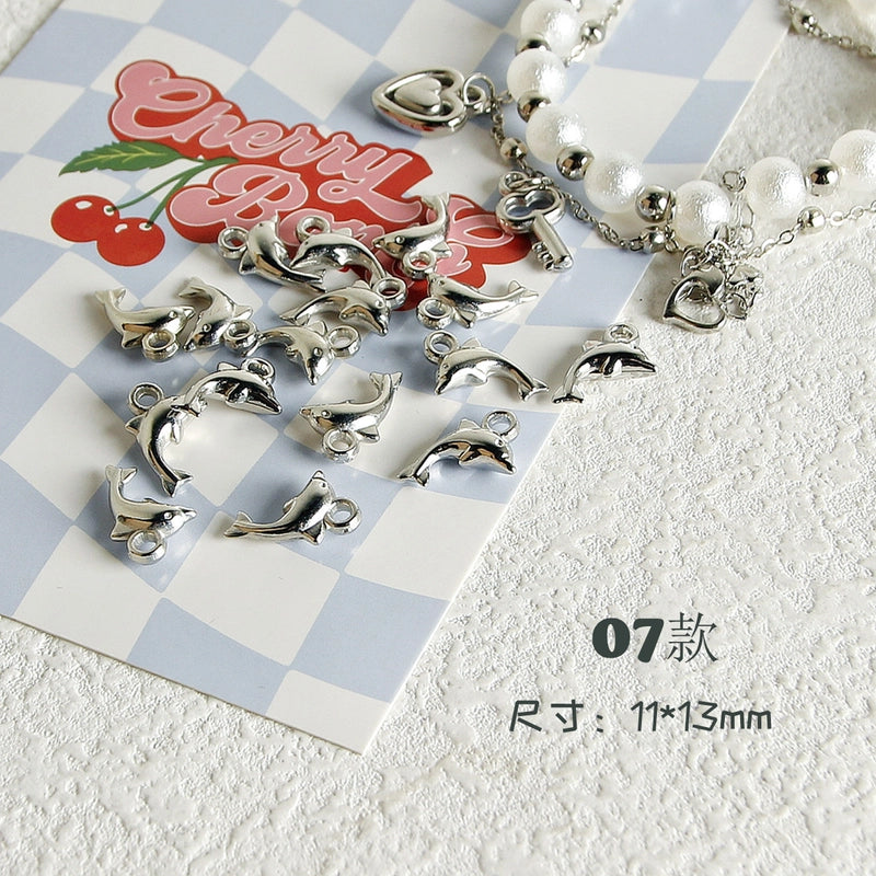 10 PCS/Package 7 * 12mm Arylic Cross Cherry Bow Knot Polished Pendant Jewelry Accessories