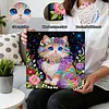 (25x25cm)DIY Pearl Painting Cat Framed Handmade Pearl Material Art Kit Living Room Decor