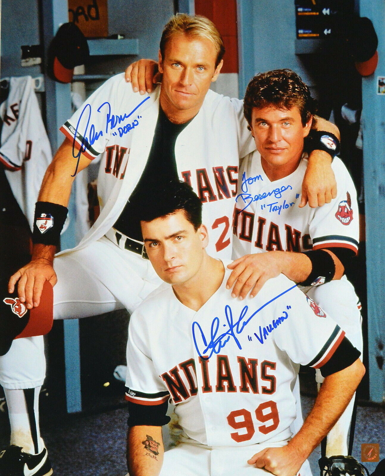 Charlie Sheen, Tom Berenger & Bernsen Autographed Major League 16x20 ASI Proof