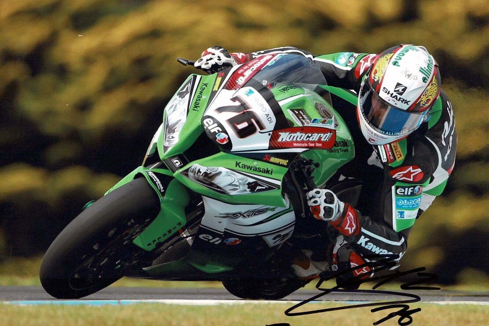 Loris BAZ French Kawasaki SUPERBIKE RIDER SIGNED Autograph Photo Poster painting AFTAL COA WSB