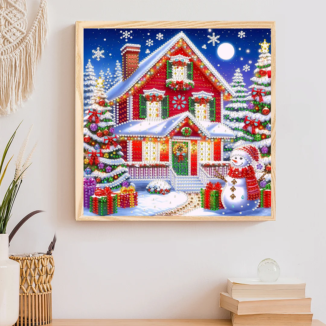 Christmas House - Diamond Painting - Partial Special Shaped Drill(Canvas|30*30cm)