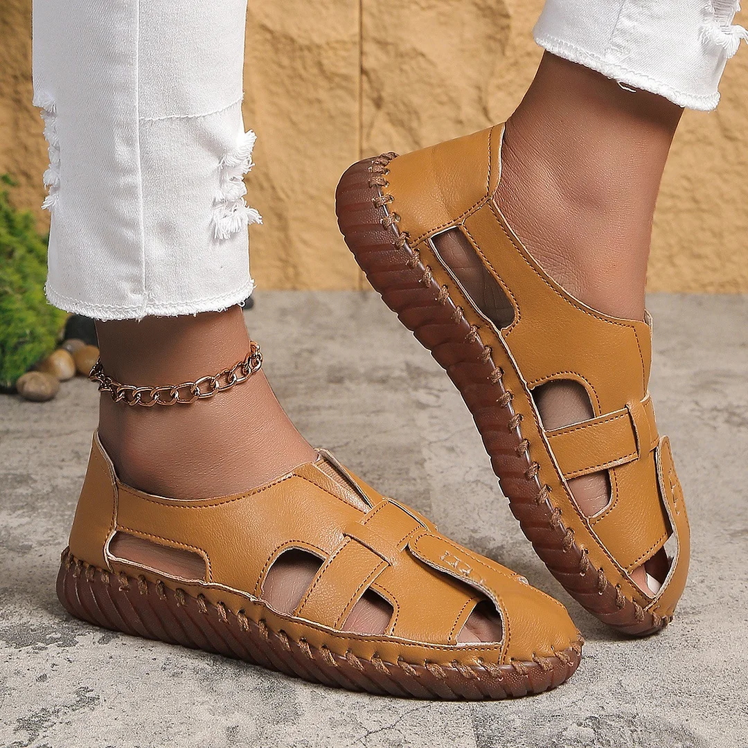 Flat Hollow Elastic Strap Shoes Soft Sole Lightweight Sandals