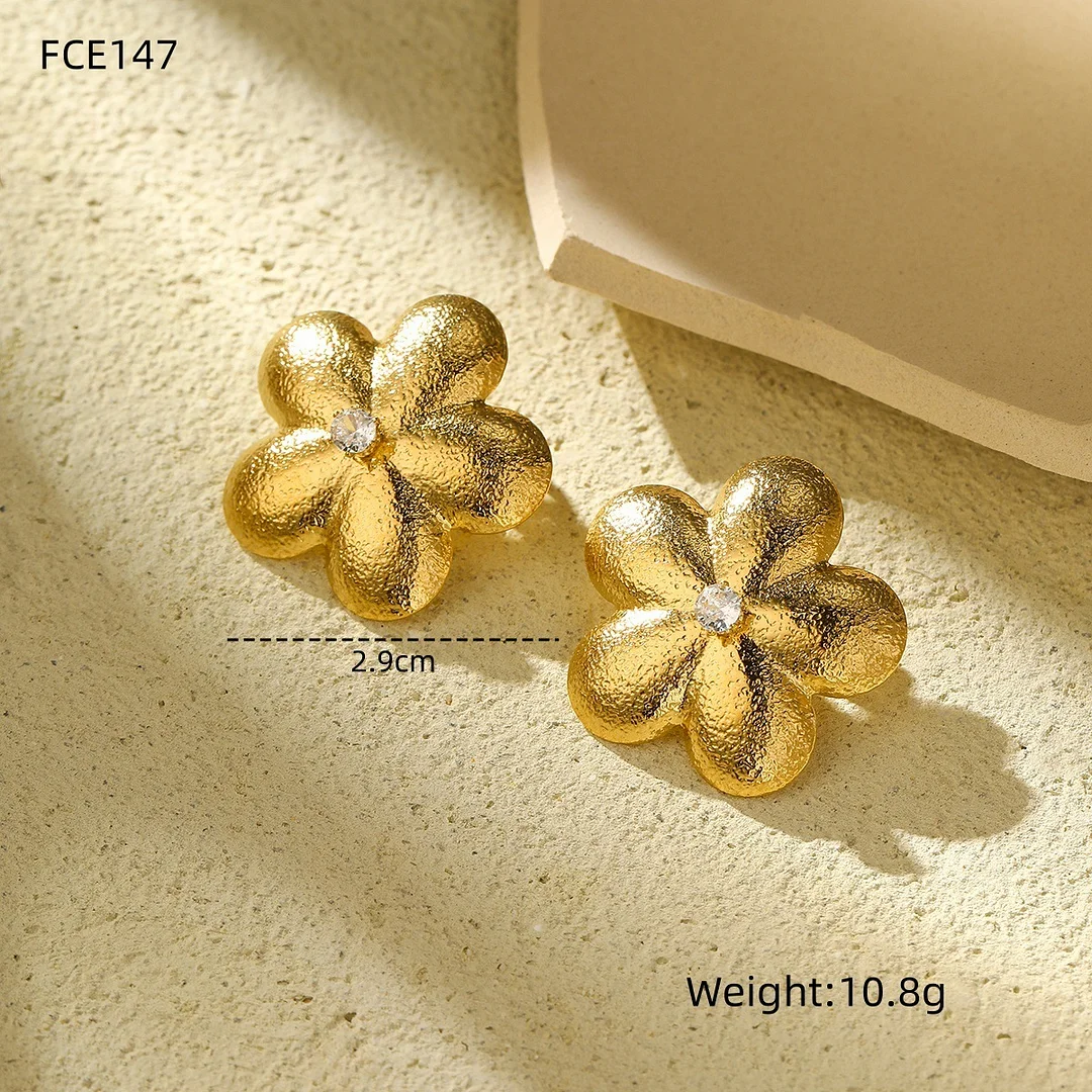 INS Style Simple Flower Titanium Steel Earrings / Ring