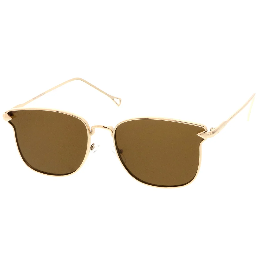 Modern Metal Square glasses With Flat Lenses And Slim Hook Arms 55mm