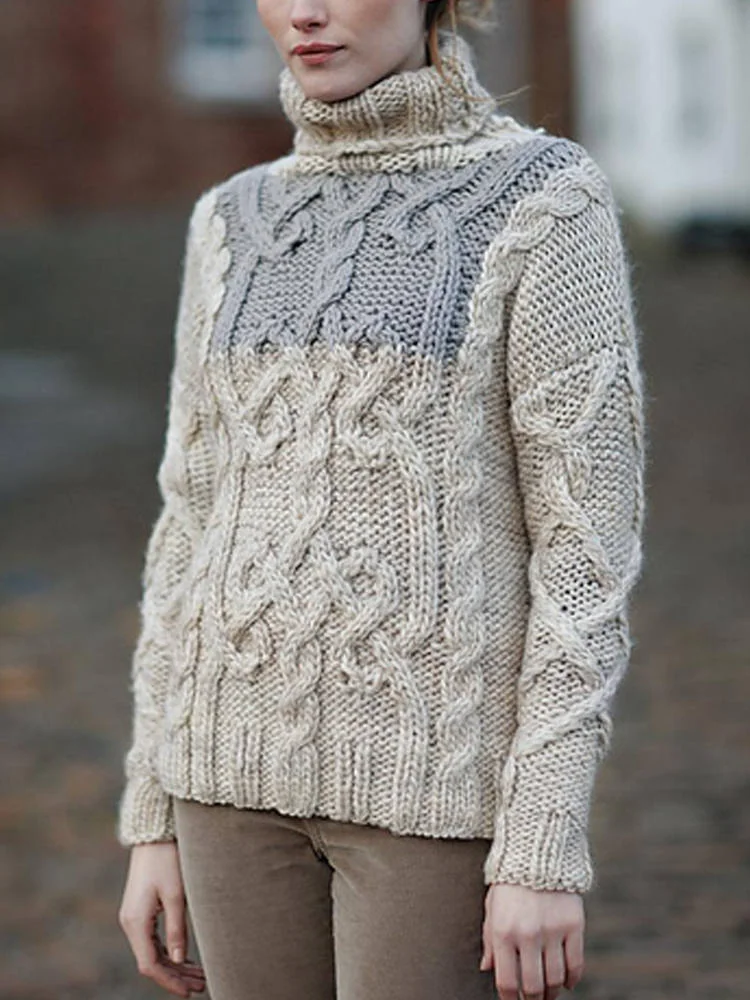 Chunky Knit Floral Pattern Women's Aran Sweater