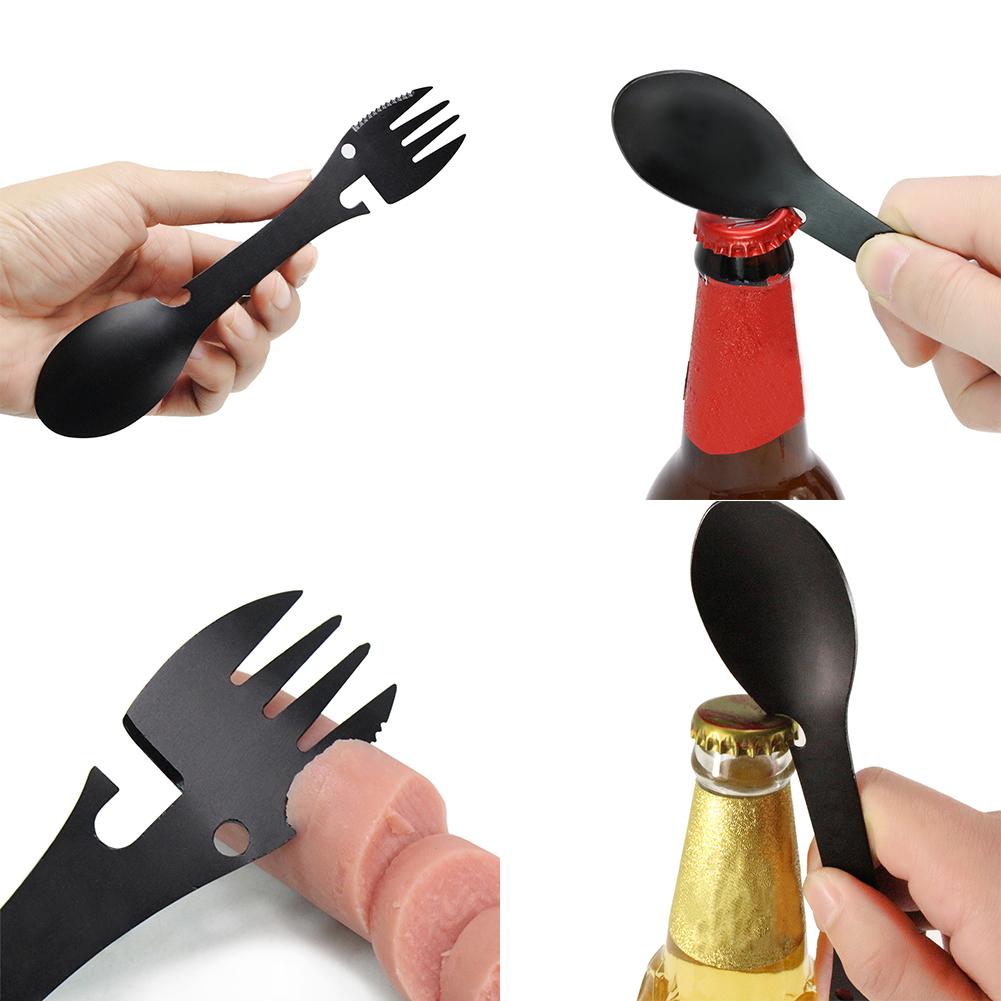 

5 in 1 Outdoor Camping Survival Tool Fork Knife Spoon Bottle/Can Opener, 501 Original