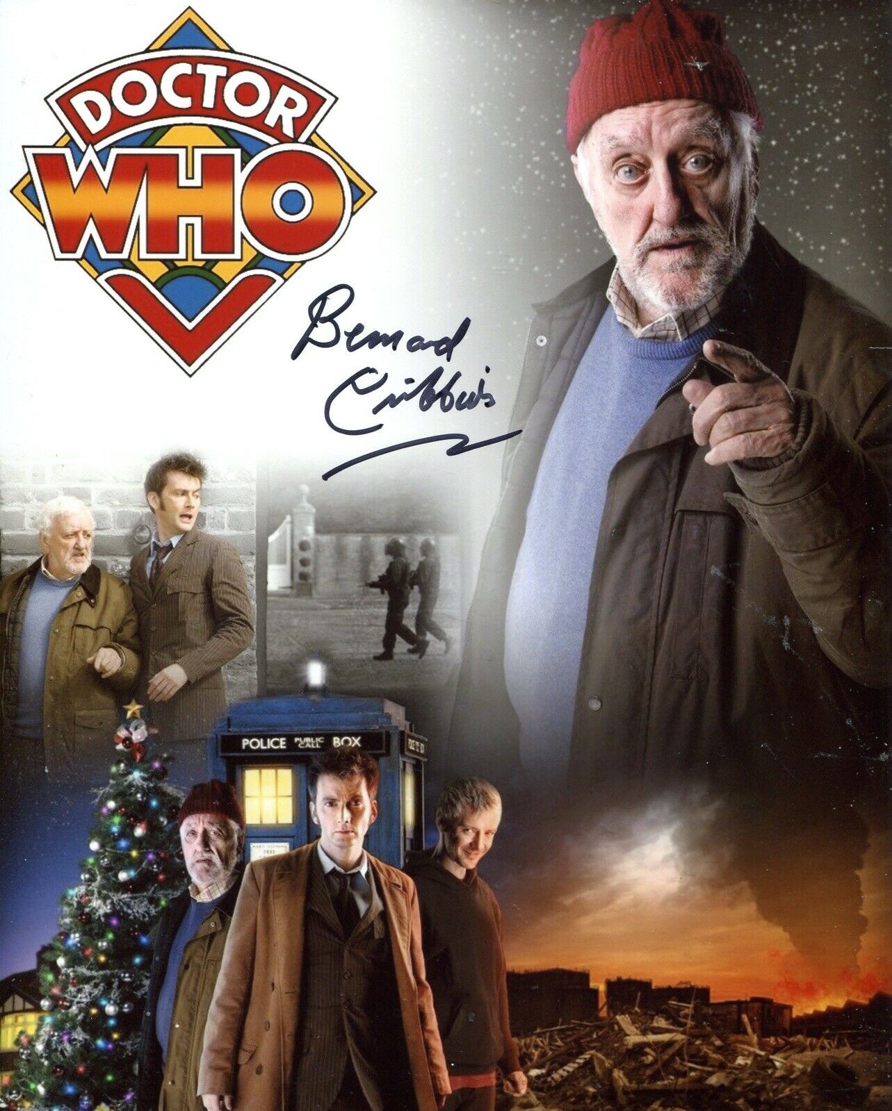 DOCTOR WHO 8x10 montage Photo Poster painting signed by actor Bernard Cribbins