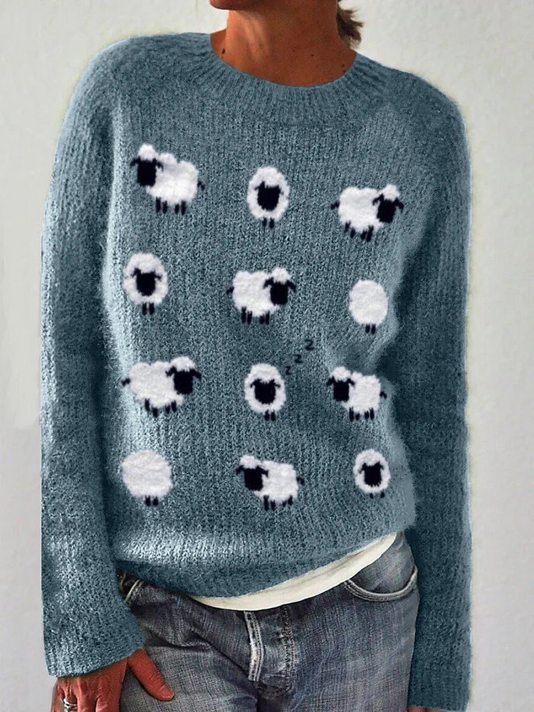 VChics Lovely Sheep Pattern Cozy Knit Sweater