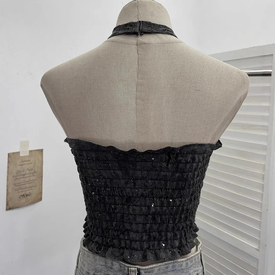 Nigikala Nigikala Babes Hanging Neck Slings Slings Tlit Holes Made Old Bare Back Short With Thoracic Tops 1663