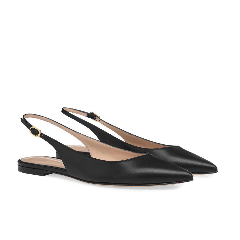 Women Pointed Toe Brown Flats Stylish Black Slingbacks Footwear Flats