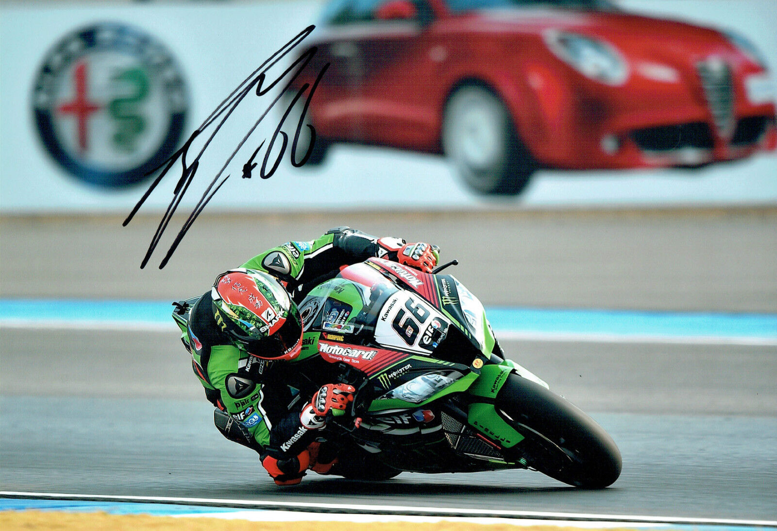 Tom SYKES SIGNED WSB 12x8 Photo Poster painting B AFTAL Autograph COA KAWASAKI Motorbike Rider