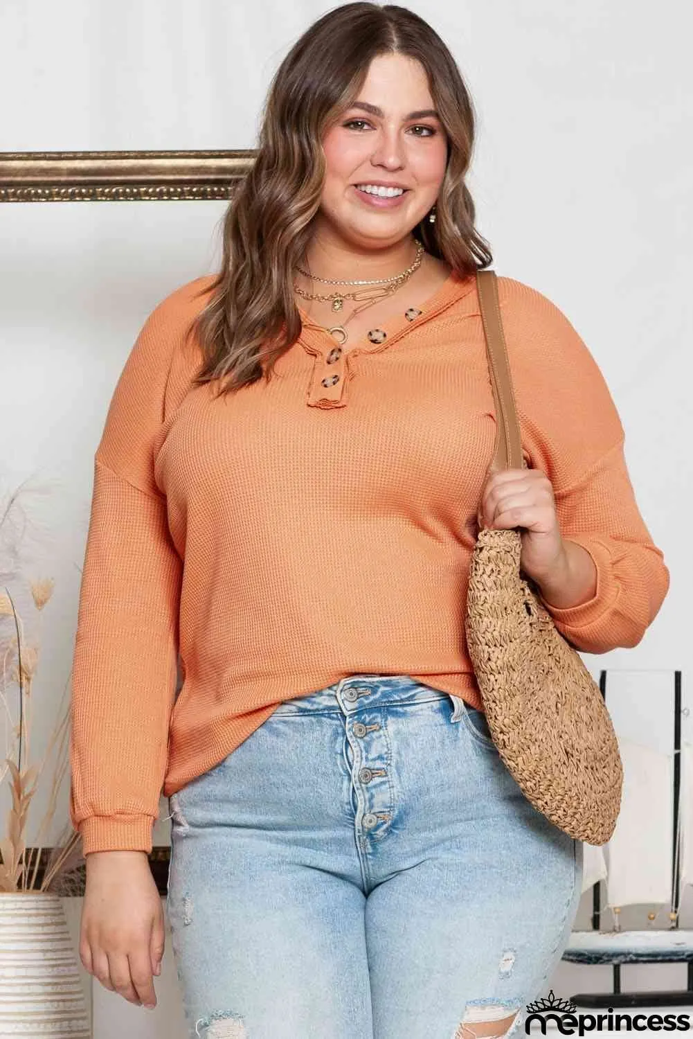 Plus Size V-Neck Dropped Shoulder Top