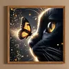 Black Cat Butterfly-Full Round Diamond Painting 30*30CM