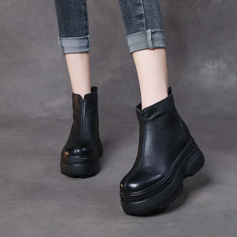 Yyvonne The Number Of Children In Thin Boots In Autumn And Winter Krainian Pine Cake Bottoms Leather Short Leather Short Boots Fashion Boots High And Super High Heels