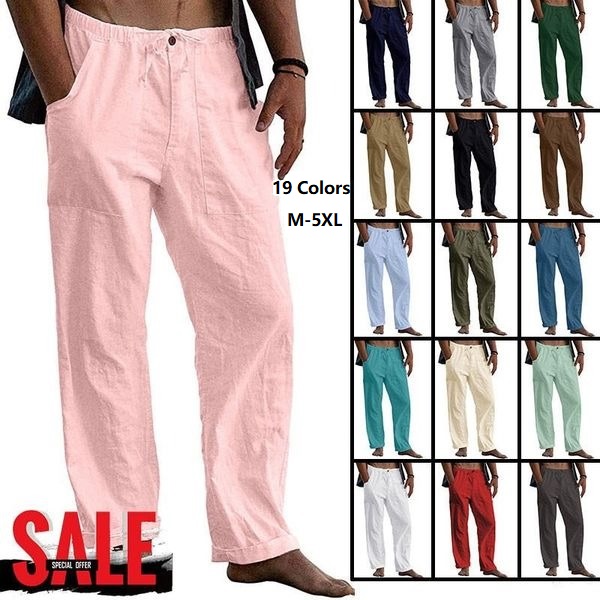 Men's linen beach casual loosefitting pants