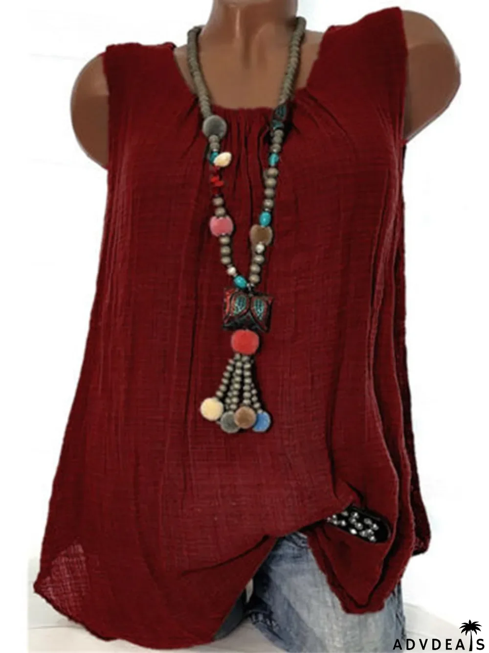 Women Round Neck Sleeveless Casual Tanks