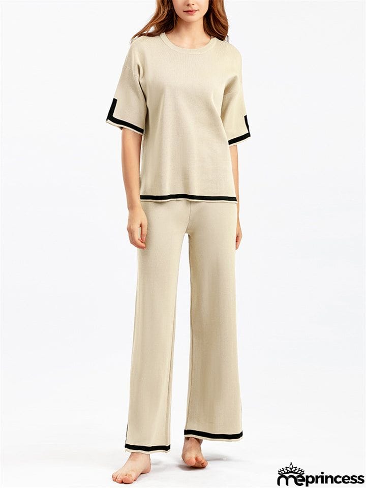 Women's Comfortable Temperament Knitted 2-piece Loungewear Sets