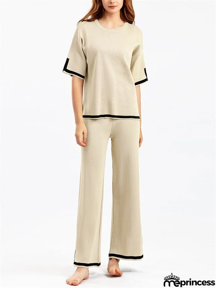 Women's Comfortable Temperament Knitted 2-piece Loungewear Sets