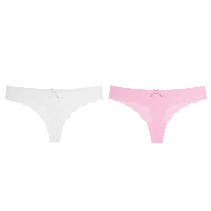 Women's Sexy Thongs G-string Underwear Seamless Invisible Panties For Ladies Fashion Ruffle Female T-back Underpants 1/2pcs