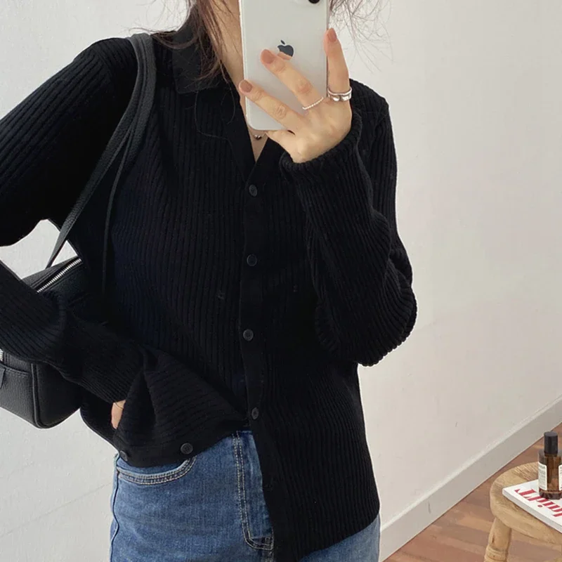 Jangj Alien Kitty 2022 Women Cardigans Sweaters Knitted Coat Warm Female Solid Sweet Loose Elegant Office Lady Casual All Match Tops