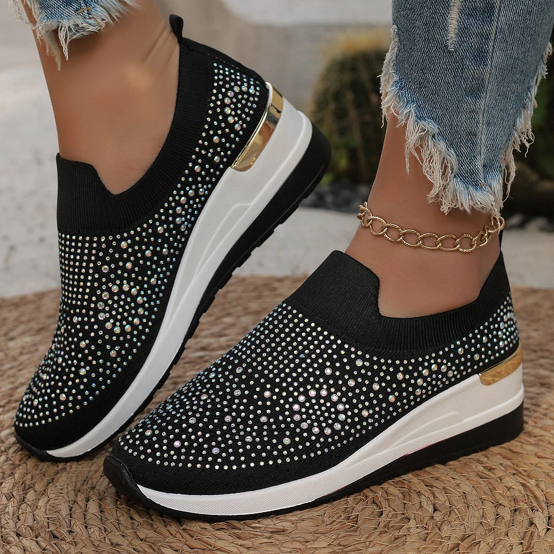 Yyvonne Women's Shoes 2025 New Round Head Slope And Fashion Hot Diamond Sports Leisure Pedal Women's Shoes