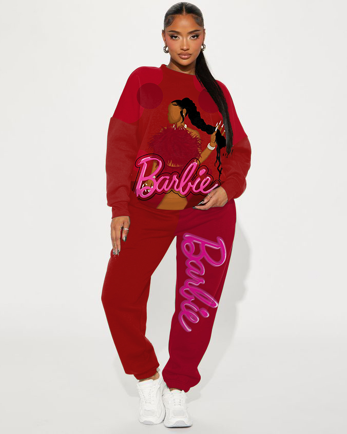 Beautiful Braids Brown Barbie Long Sleeve Sweatshirt Two Pieces Set