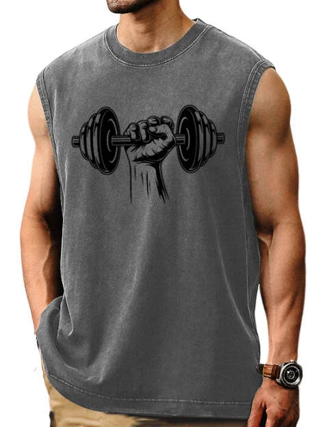Men's Sports Casual Comfortable Fitness Printed Sleeveless T-shirt