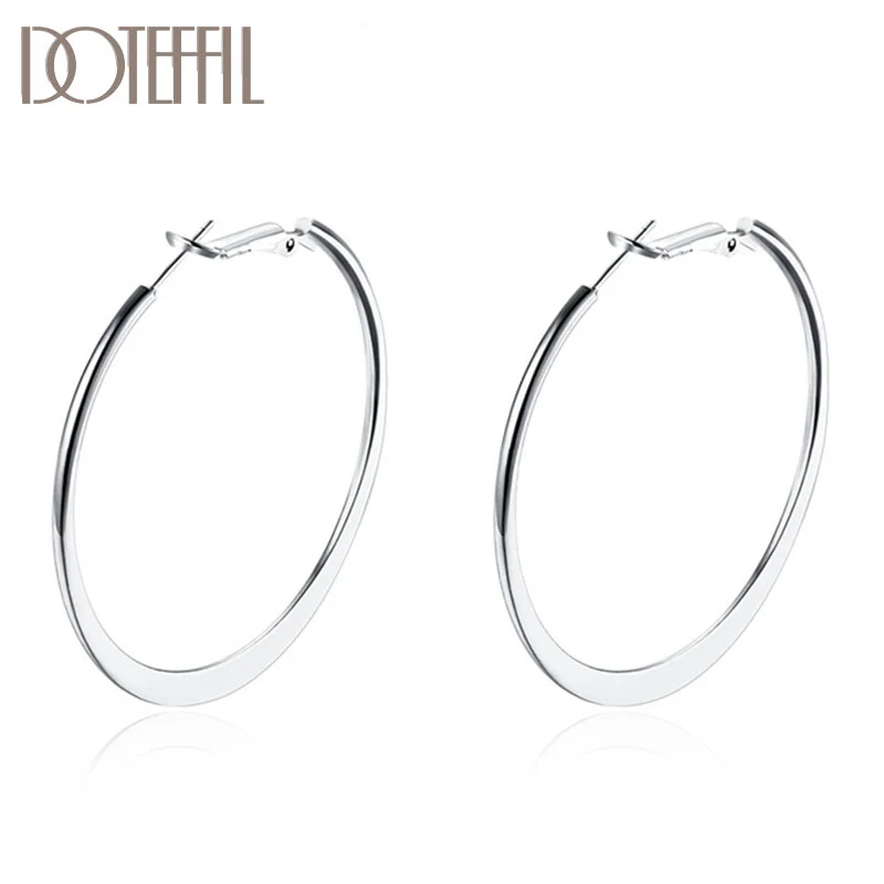 DOTEFFIL 925 Sterling Silver Classic Big Circle Hoop Charm Earrings For Women Jewelry