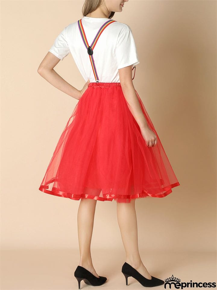 Fashion Christmas Thin Multi-layer Rainbow Puffy Skirt