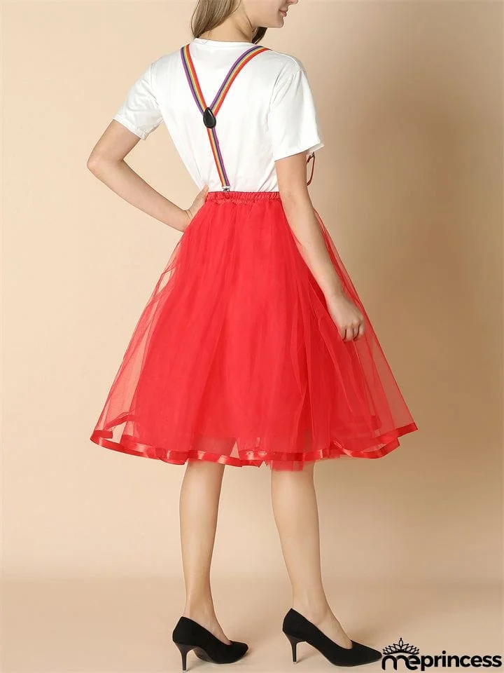 Fashion Christmas Thin Multi-layer Rainbow Puffy Skirt