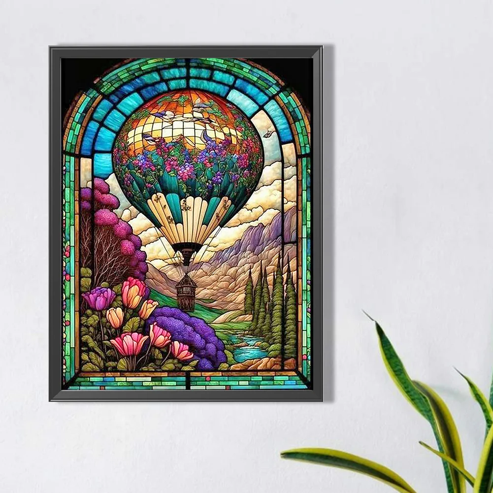 Diamond Painting - Full Round Drill - Stained Glass Hot Air Balloon(40*50cm)