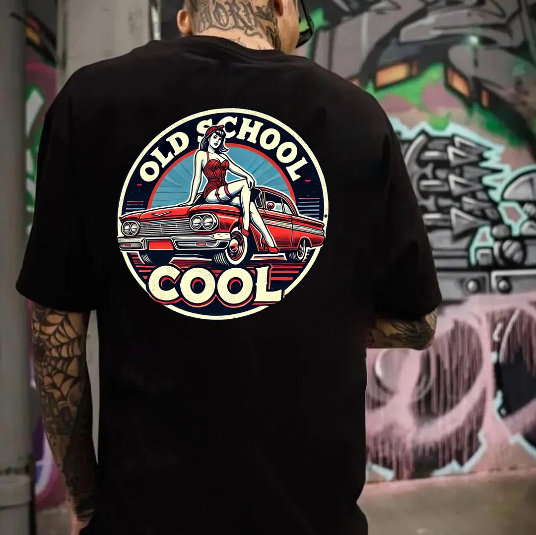 OLD SCHOOL COOL Sexy Lady Classic Car Print Men's T-shirt