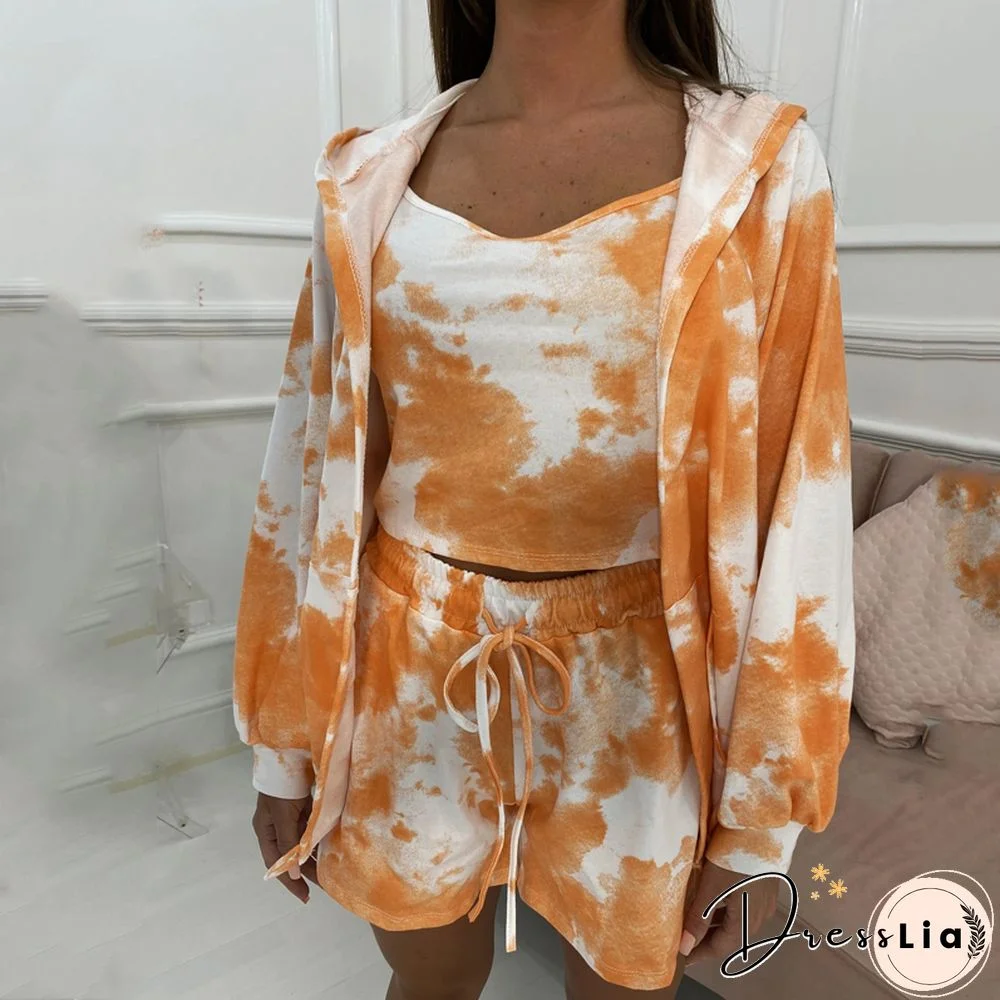 Autumn Casual Shorts Set Women New Sling Loose Coat Fashion Three-Piece Set Tracksuit Hoodies 3 Piece Outfits For Women